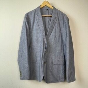 J. Crew Ludlow 42R Blue Unstructured Blazer Mens Linen Blend Sport Coat Preppy